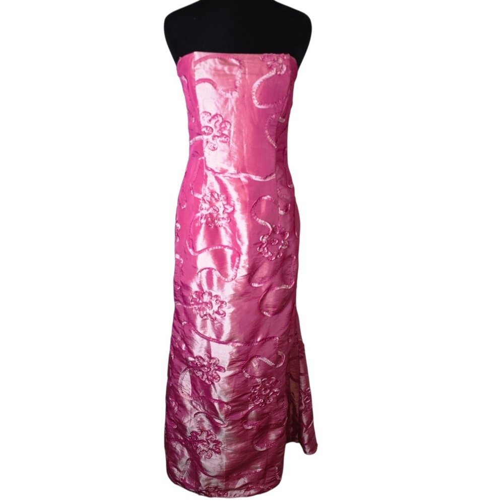 Jessica McClintock Womens 8P Pink Back Zip Strapless Homecoming Prom Dress